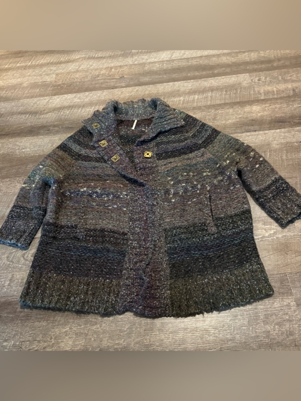 Free People Starlight Shadow Poncho Cardigan Sweater